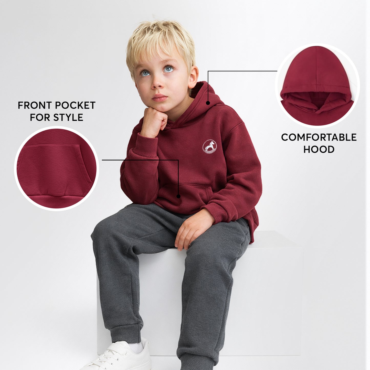 Maverick Kids Relax Fit Hoodie – 100% Cotton, Soft, Durable & Perfect for Play